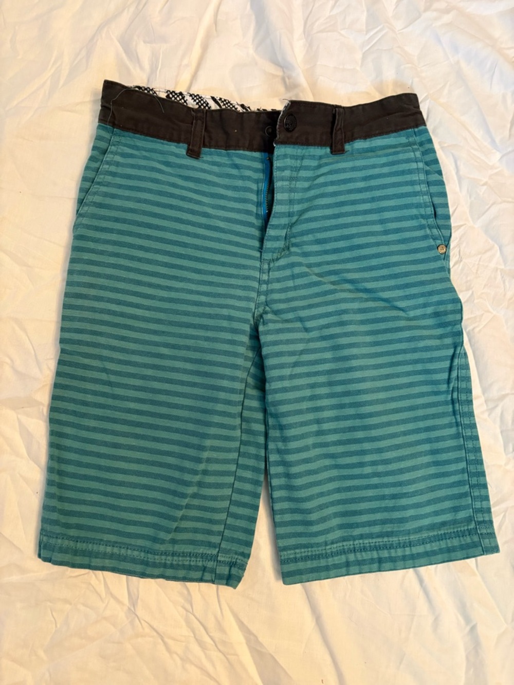 Boy’s Teal Striped Casual Shorts - Blue/Green